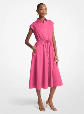 Stretch Cotton Poplin Midi Dress