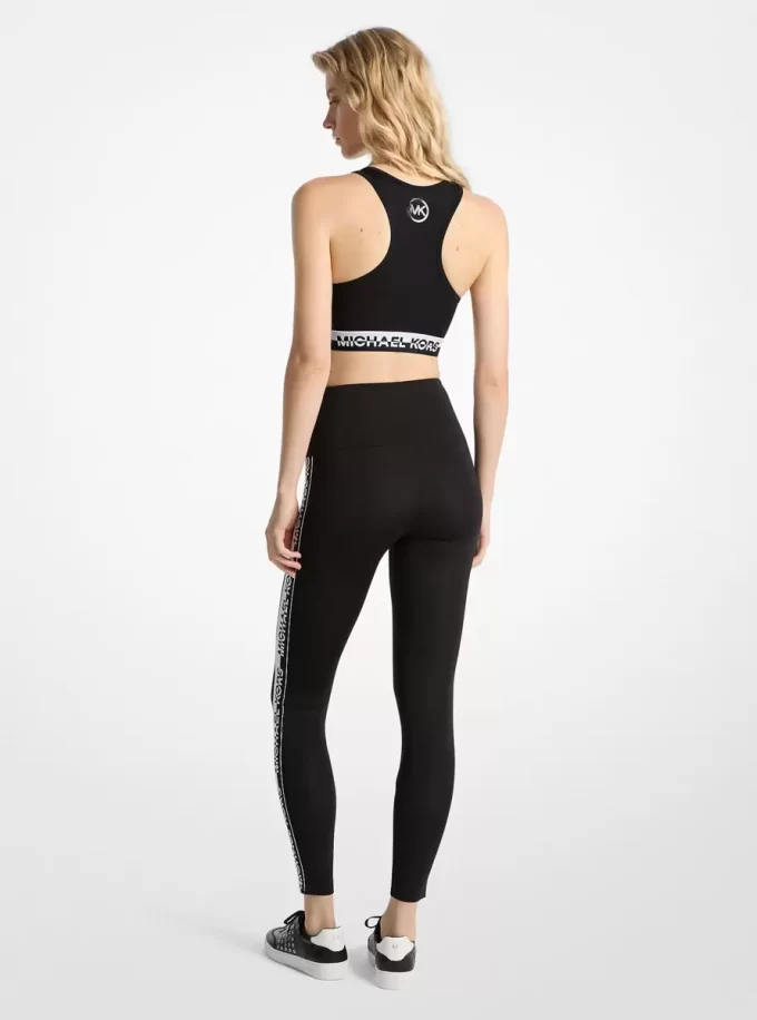 Stretch Knit Logo Tape High-Waisted Leggings