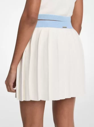 Stretch Knit Pleated Mini Skirt