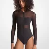 Stretch Nylon Zip-Up Swimsuit