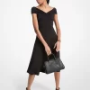 Stretch Viscose Off-The-Shoulder Midi Dress