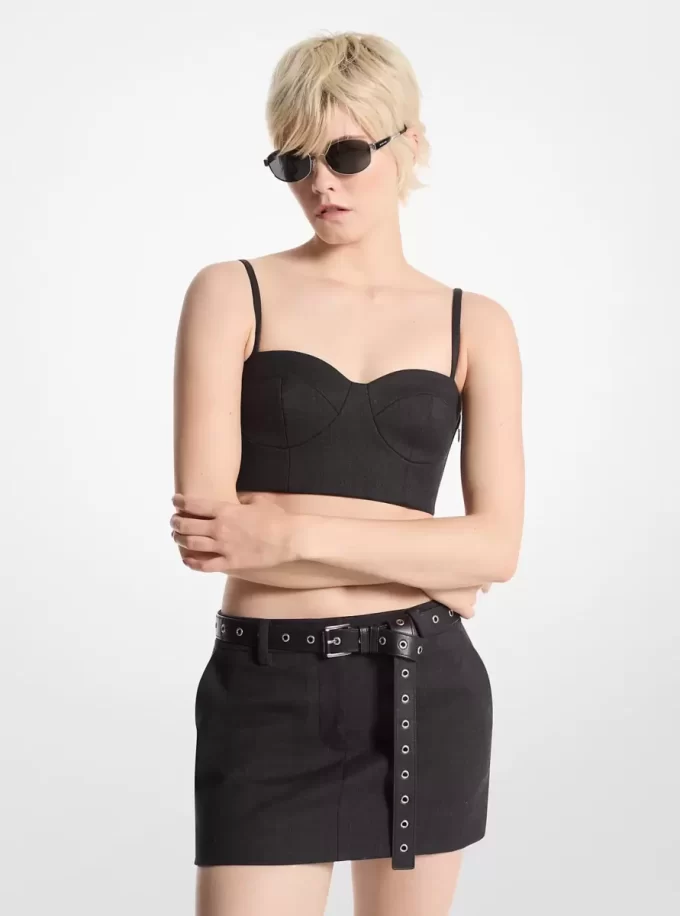 Stretch Wool Blend Mini Skirt Stretch Wool Blend Mini Skirt