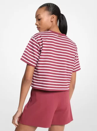Striped Logo Cotton Cropped T-Shirt Striped Logo Cotton Cropped T-Shirt