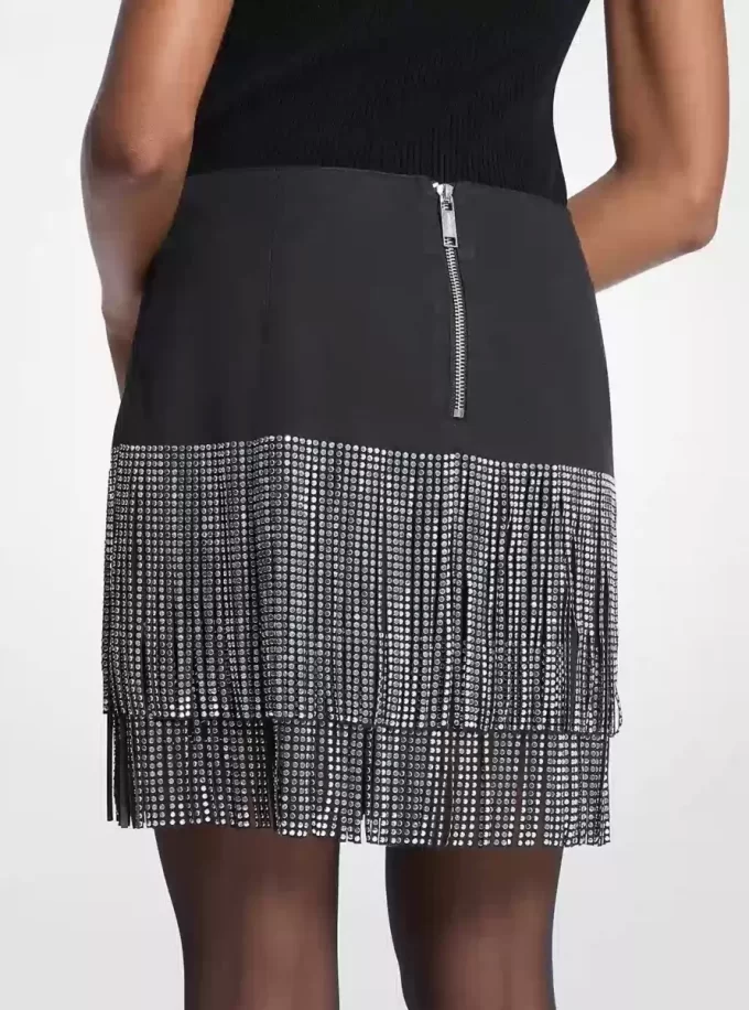 Studded Fringe Mini Skirt