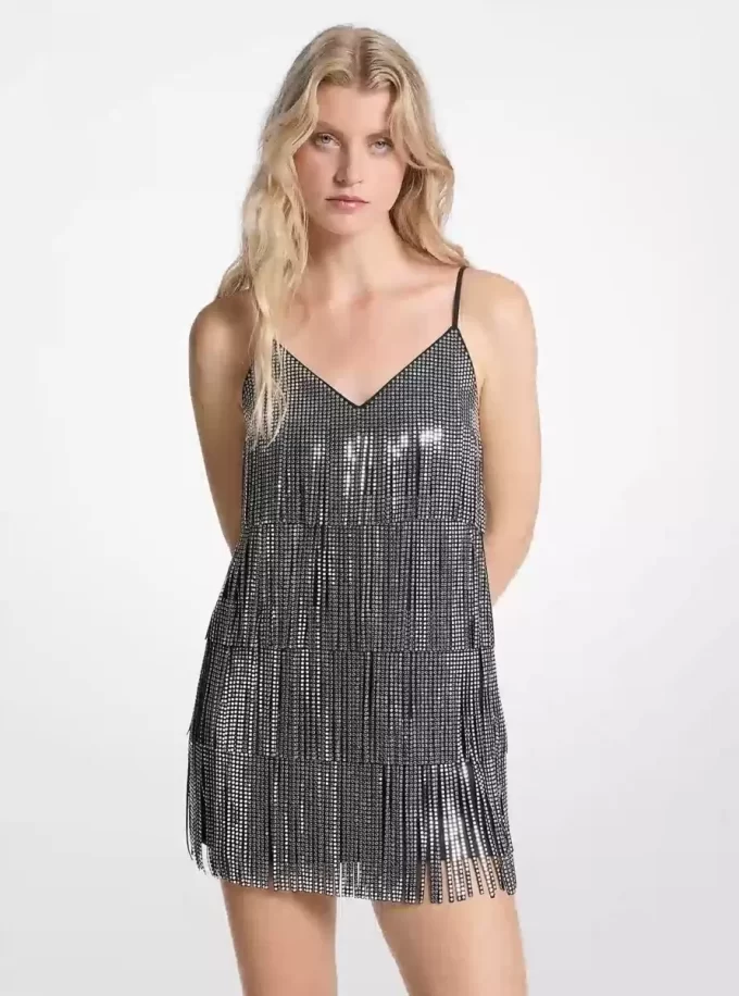 Studded Fringe Slip Dress Studded Fringe Slip Dress
