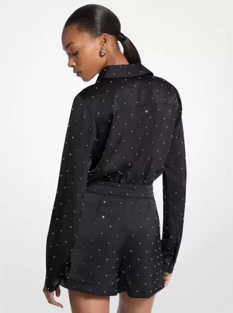 Studded Satin Romper Studded Satin Romper