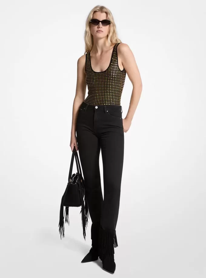 Studded Viscose Blend Bodysuit