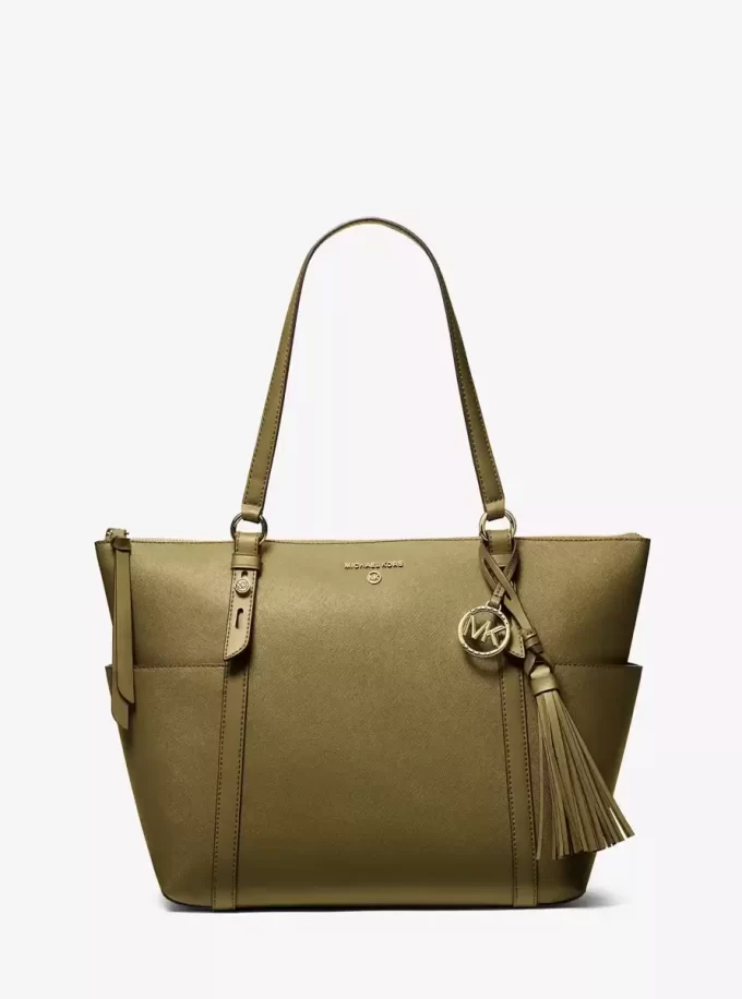Sullivan Large Saffiano Leather Top-Zip Tote Bag