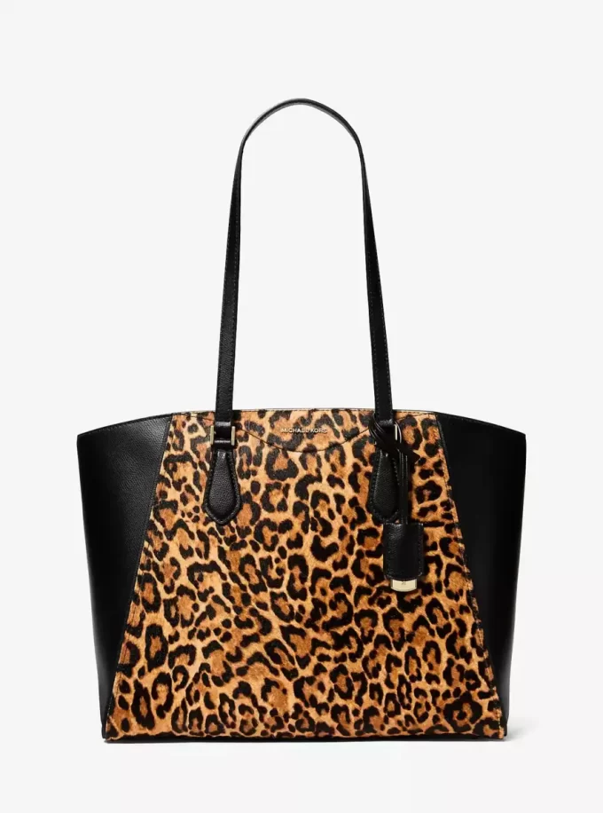 Taryn Large Leopard Print Calf Hair Tote Bag