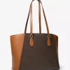 Taryn Large Signature Logo and Leather Tote Bag
