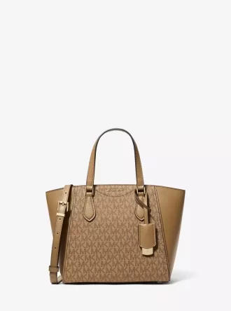 Taryn Small Signature Logo and Leather Convertible Crossbody Bag