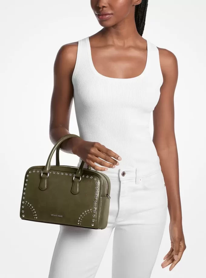 Thompson Medium Distressed Studded Satchel Thompson Medium Distressed Studded Satchel