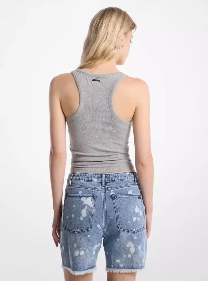 Tie-Front Ribbed Stretch Knit Tank Top Tie-Front Ribbed Stretch Knit Tank Top