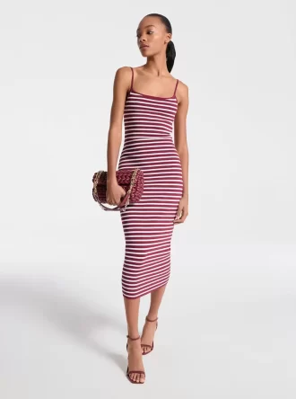 Striped Stretch Viscose Blend Midi Dress