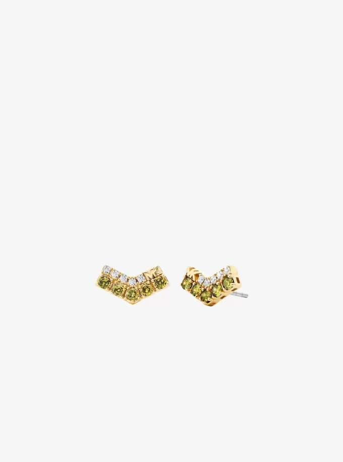 Two-Tone Pavé Chevron Stud Earrings