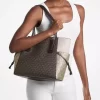 Voyager Large Color-Block Metallic Signature Logo Tote Bag