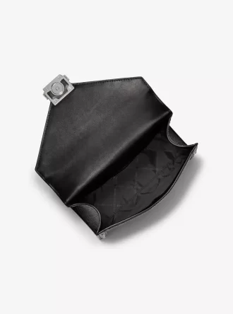 Whitney Medium Signature Logo and Leopard Print Calf Hair Shoulder Bag