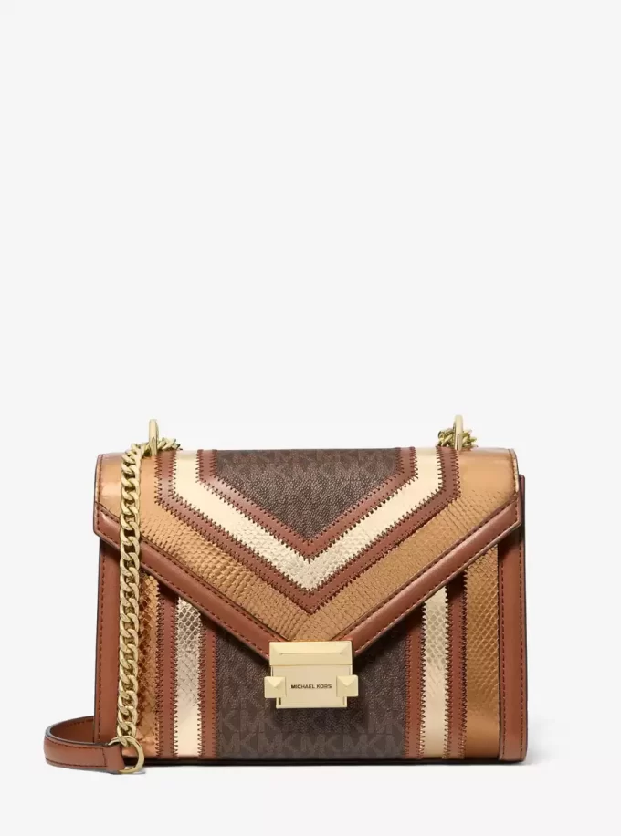 Whitney Medium Signature Logo and Metallic Shoulder Bag Whitney Medium Signature Logo and Metallic Shoulder Bag