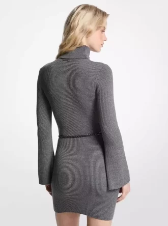 Wool Blend Belted Mini Dress