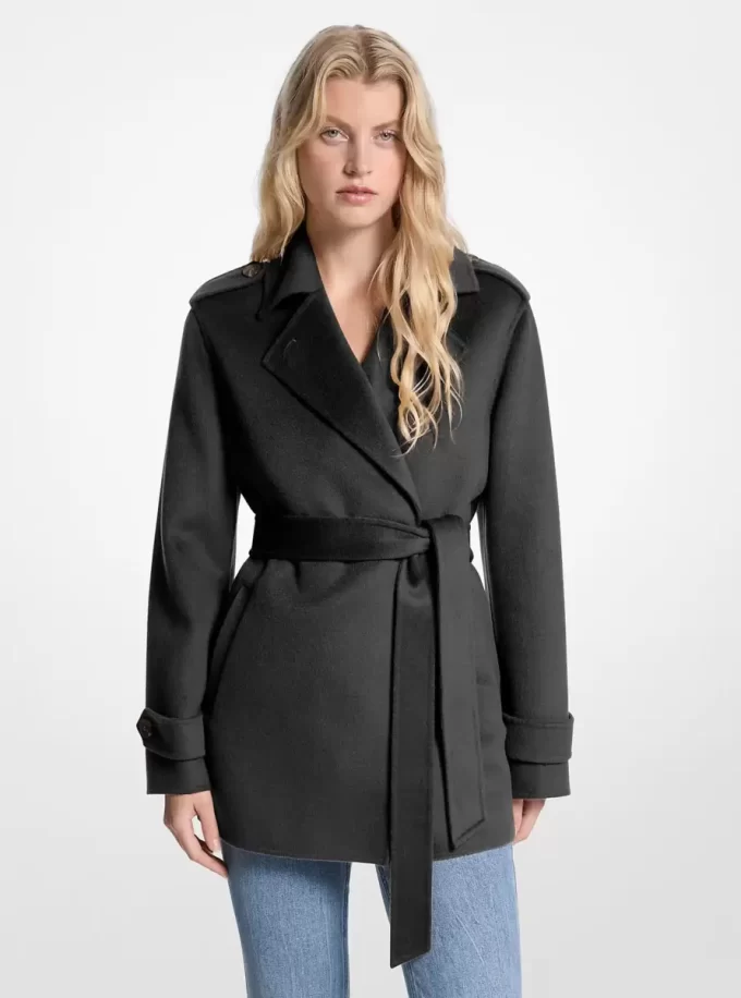 Wool Blend Belted Wrap Coat