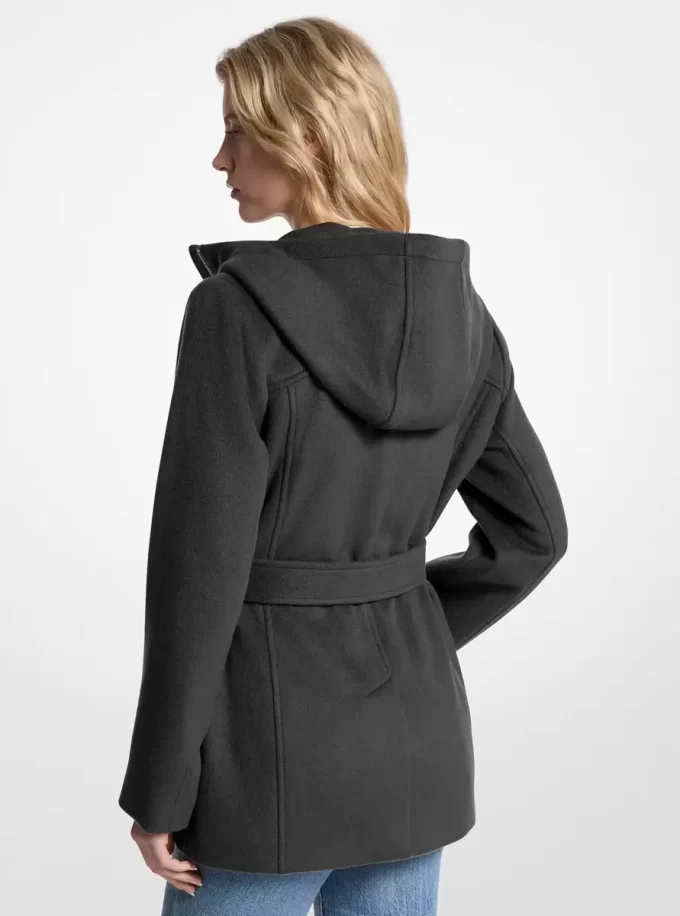 Wool Blend Hooded Coat