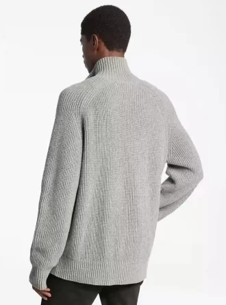 Wool Blend Zip-Up Sweater