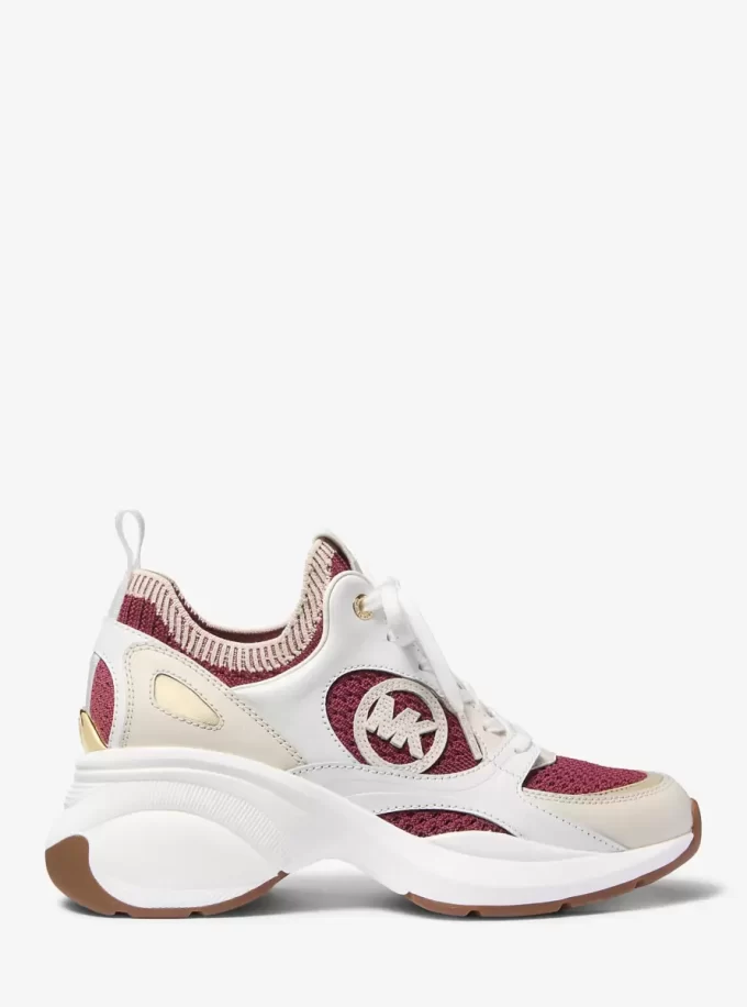 Zuma Color-Block Leather and Knit Trainer